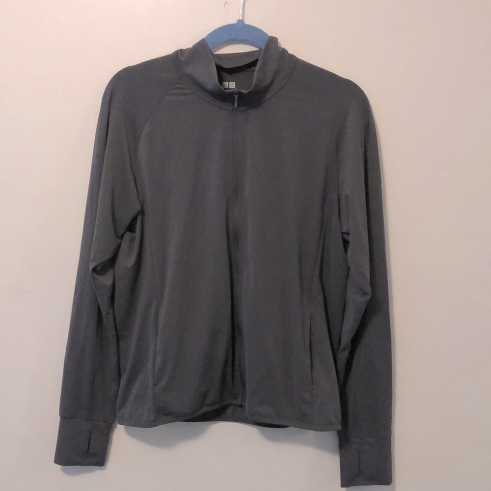 UNIQLO Airism Long Sleeved Zip Front Jacket with Thumb Holes | Size Large | Grey